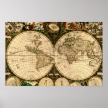Affiche de carte de Vieux Monde