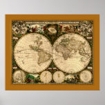 Affiche de carte de Vieux Monde