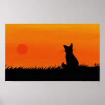 Affiche de chat de coucher du soleil
