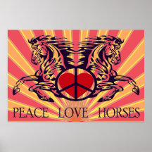 AFFICHE DE CHEVAUX D'AMOUR DE PAIX