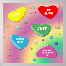 Affiche de coeurs de la sucrerie de Valentine