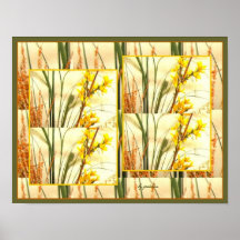 Affiche de collage de bouquet de forsythia