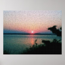 Affiche de coucher du soleil de mosaïque