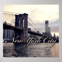 Affiche de coucher du soleil de pont de New York B