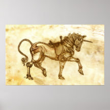Affiche de croquis de licorne de Steampunk