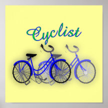 Affiche de dessin d'aquarelle de 1950 bicyclettes