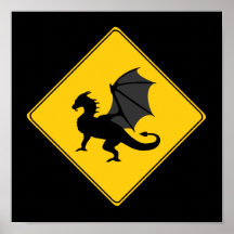 Affiche de dragon de signe de route