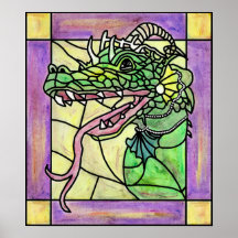 Affiche de dragon en verre souillé