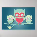 Affiche de hiboux de Lil Munchkin Kawaii