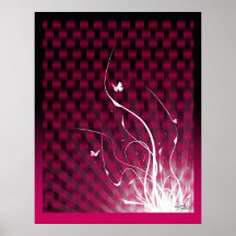 Affiche de jungle de Basketweave (magenta)