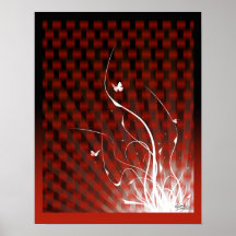 Affiche de jungle de Basketweave (rouge)