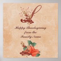 Affiche de la lettre S de monogramme de thanksgivi