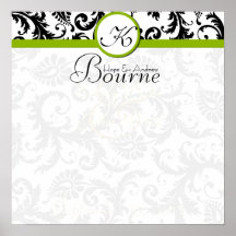 Affiche de mariage de vert de remous de damassé de