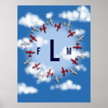 Affiche de monogramme d'avions