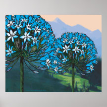 Affiche de montagne d'Agapanthus
