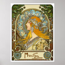 Affiche de Nouveau d'art de Mucha - zodiaque - plu