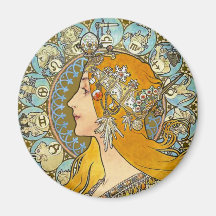 Affiche de Nouveau d'art de Mucha - zodiaque - plu Aimants