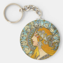 Affiche de Nouveau d'art de Mucha - zodiaque - plu Porte-clefs