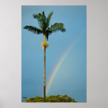 Affiche de palmier et d'arc-en-ciel