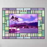 Affiche de paysage en verre souillé
