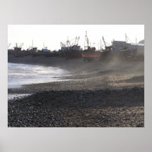 Affiche de plage de bateau de pêche