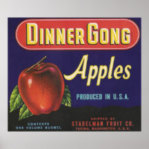 affiche de pommes de gong de dîner