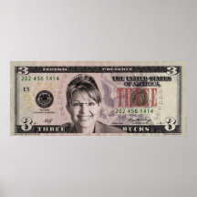 Affiche de Sarah Palin $3 Bill