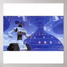 Affiche de ville de robot