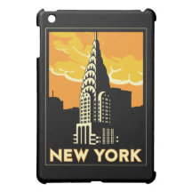 affiche de voyage d'art déco de New York rétro
