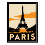 affiche de voyage d'art déco de Paris rétro Cartes Postales