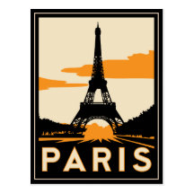 affiche de voyage d'art déco de Paris rétro Cartes Postales