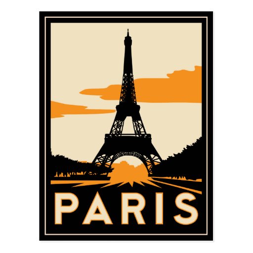 affiche de voyage d'art déco de Paris rétro Cartes Postales