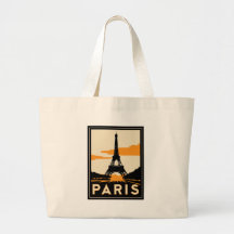 affiche de voyage d'art déco de Paris rétro Sac En Toile