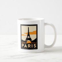 affiche de voyage d'art déco de Paris rétro Tasses
