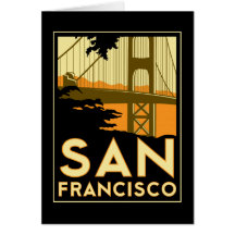 Affiche de voyage d'art déco de San Francisco Cartes De Vœux