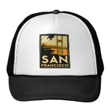 Affiche de voyage d'art déco de San Francisco Casquettes De Camionneur