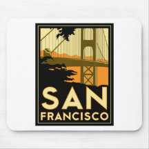 Affiche de voyage d'art déco de San Francisco Tapis De Souris