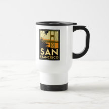 Affiche de voyage d'art déco de San Francisco Tasses À Café