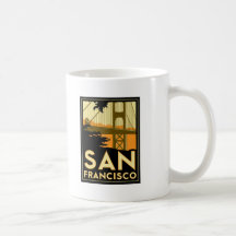 Affiche de voyage d'art déco de San Francisco Tasse
