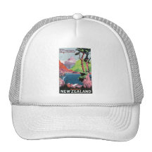 Affiche de voyage de la Nouvelle Zélande d'île du  Casquette De Camionneur