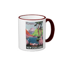 Affiche de voyage de la Nouvelle Zélande d'île du  Mugs À Café