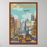 Affiche de voyage de San Francisco - rue de la Cal