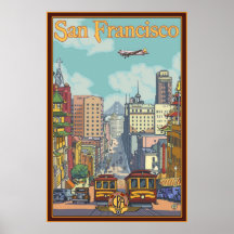 Affiche de voyage de San Francisco - rue de la Cal