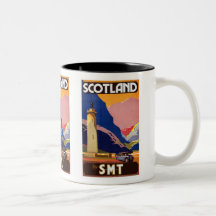 "Affiche de voyage de Vintage Scotland Bus Company Tasse