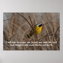 Affiche d'écriture sainte d'oiseau de Yellowthroat
