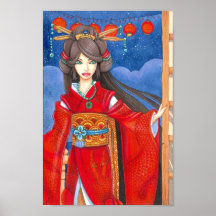 Affiche d'impression de princesse Dragon Ukiyoe Ge