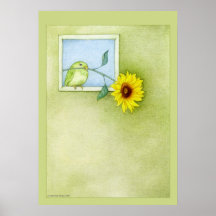 Affiche d'oiseau de tournesol