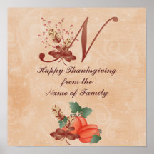 Affiche du monogramme N de thanksgiving
