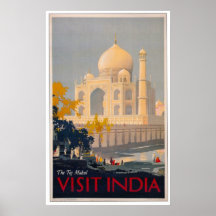 Affiche du Taj Mahal - Inde de visite