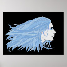 Affiche d'une chevelure bleue de fille